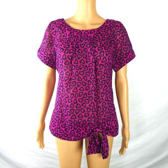 Marc by Marc Jacobs Heart Outline Print Tie Bottom Blouse Wool Blend Small - Picture 1 of 9